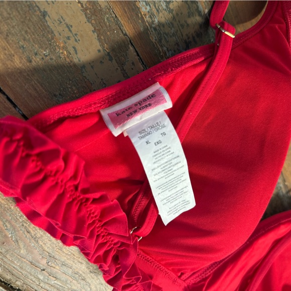 Kate Spade Mini Ruffle French Bikini Top in Red ~ Size XL 💛🍄 - Picture 4 of 5